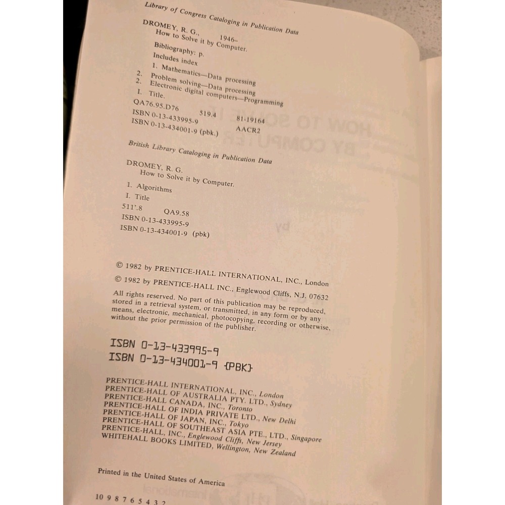 Computer Problem Solving Dromey How to Solve It by Computer 1989 Prentice Hall - Picture 5 of 9